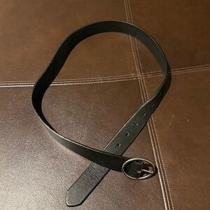 American Eagle Black Leather Belt with Silver Buckle